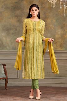 Picture of Charming Yellow Designer Straight Cut Suit for Haldi, Sangeet, and Parties