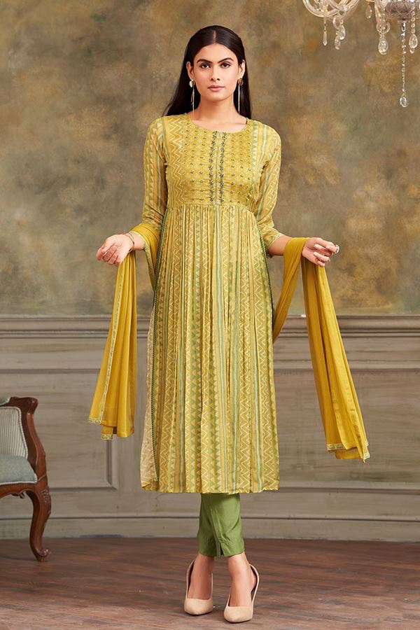 Picture of Charming Yellow Designer Straight Cut Suit for Haldi, Sangeet, and Parties