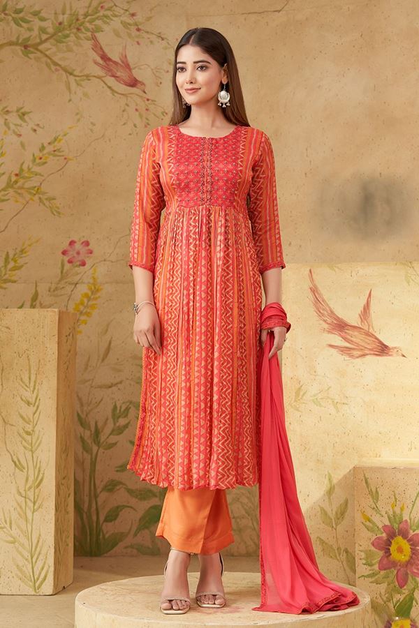 Picture of Exuberant Pink Designer Straight Cut Suit for Festivals, Sangeet, and Parties
