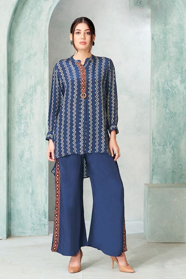 Picture of Appealing Blue Designer Co-Ord Set for Hangouts, Sangeet, and Parties