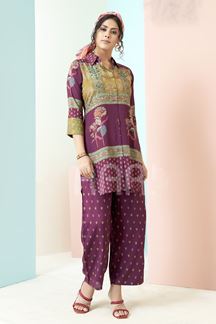 Picture of Divine Burgundy Designer Co-Ord Set for Hangouts, Sangeet, and Parties