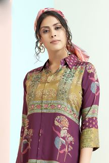 Picture of Divine Burgundy Designer Co-Ord Set for Hangouts, Sangeet, and Parties