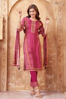 Picture of Astounding Wine Designer Straight Cut Suit for Festivals, Sangeet, and Parties