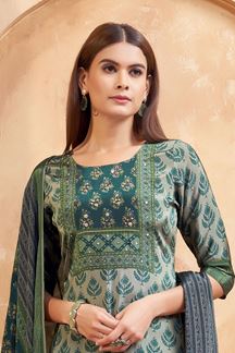 Picture of Impressive Green Designer Straight Cut Suit for Mehendi, Sangeet, and Parties