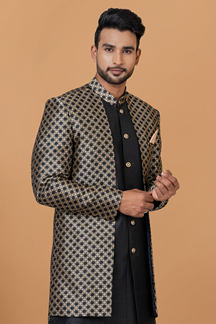 Picture of Fashionable Black Designer Men’s Indo-Western Sets for Engagement, Reception, and Parties