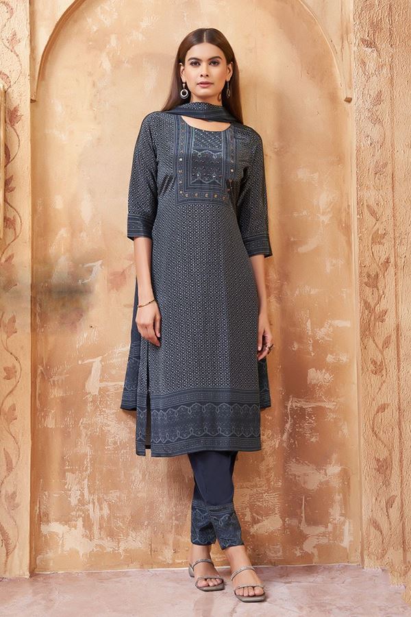 Picture of Heavenly Blue Designer Straight Cut Suit for Festivals, Sangeet, and Parties
