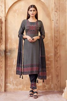 Picture of Magnificent Black Designer Straight Cut Suit for Hangouts, Sangeet, and Parties
