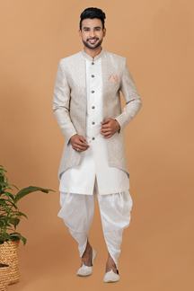 Picture of Splendid Off-White and Beige Designer Men’s Indo-Western Sets for Engagement, Festivals, and Reception