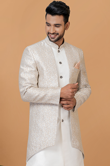 Picture of Splendid Off-White and Beige Designer Men’s Indo-Western Sets for Engagement, Festivals, and Reception