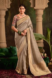 Picture of  Dazzling Pure Crepe Dola Silk Designer Saree for Engagement, Sangeet, and Parties