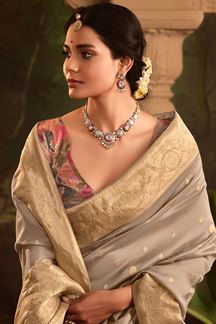 Picture of  Dazzling Pure Crepe Dola Silk Designer Saree for Engagement, Sangeet, and Parties