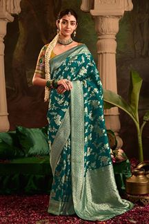 Picture of  Aesthetic Pure Crepe Dola Silk Designer Saree for Mehendi, Reception, and Parties