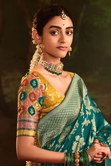 Picture of  Aesthetic Pure Crepe Dola Silk Designer Saree for Mehendi, Reception, and Parties