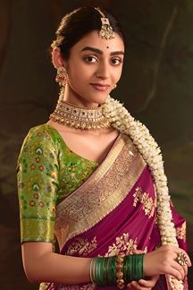 Picture of  Enticing Pure Crepe Dola Silk Designer Saree for Engagement, Reception, and Parties