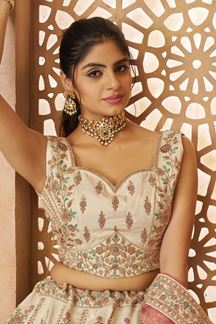Picture of Captivating White Designer Indo-Western Lehenga Choli for Engagement, Reception, and Pre-Wedding Shoot