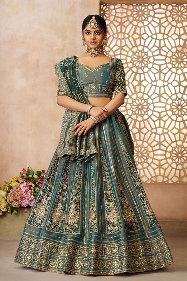 Picture of Lovely Green Designer Bridal Lehenga Choli for Wedding, Reception, and Mehendi