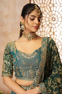 Picture of Lovely Green Designer Bridal Lehenga Choli for Wedding, Reception, and Mehendi