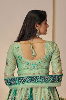 Picture of Astounding Green Designer Bridal Lehenga Choli for Engagement, Reception, and Mehendi