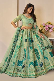Picture of Astounding Green Designer Bridal Lehenga Choli for Engagement, Reception, and Mehendi