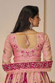 Picture of Magnificent Orange and Pink Designer Bridal Lehenga Choli for Engagement, Reception, and Sangeet