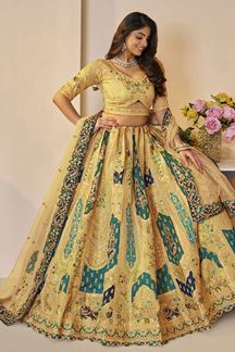 Picture of Exquisite Yellow Designer Bridal Lehenga Choli for Haldi, Reception, and Sangeet
