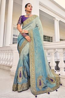 Picture of Breathtaking Crepe Jacquard Designer Saree for Engagement, Reception, and Sangeet