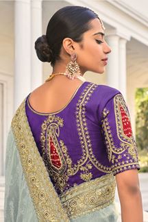 Picture of Breathtaking Crepe Jacquard Designer Saree for Engagement, Reception, and Sangeet
