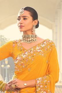 Picture of Royal Crepe Designer Saree for Haldi, Festivals, and Reception