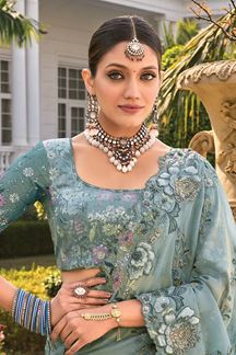 Picture of Ethnic Organza Designer Saree for Engagement, Reception, and Festivals