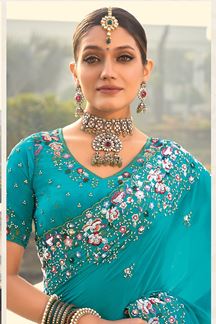 Picture of Flawless Crepe Designer Saree for Engagement, Reception, and Pre-Wedding Shoot
