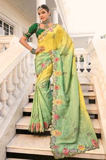 Picture of Divine Crepe Jacquard Designer Saree for Haldi, Reception, and Festivals