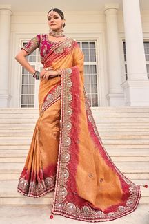 Picture of Gorgeous Crepe Jacquard Designer Saree for Engagement, Reception, and Festivals