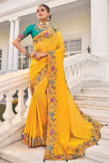 Picture of Heavenly Crepe Designer Saree for Haldi, Festivals, and Sangeet