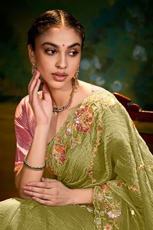 Picture of Breathtaking Organza Designer Saree for Mehendi, Sangeet, and Parties