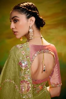 Picture of Breathtaking Organza Designer Saree for Mehendi, Sangeet, and Parties