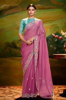 Picture of Royal Organza Designer Saree for Festivals, Sangeet, and Parties