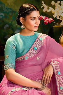 Picture of Royal Organza Designer Saree for Festivals, Sangeet, and Parties