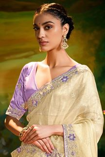 Picture of Ethnic Organza Designer Saree for Festivals, Sangeet, and Parties