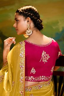 Picture of Glamorous Organza Designer Saree for Haldi, Sangeet, and Parties