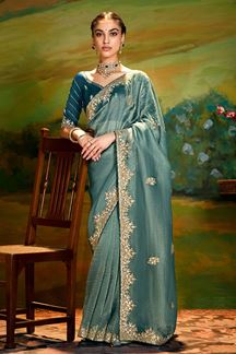 Picture of Attractive Organza Designer Saree for Festivals, Sangeet, and Parties