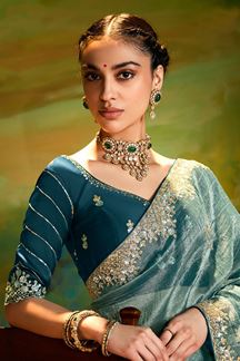 Picture of Attractive Organza Designer Saree for Festivals, Sangeet, and Parties