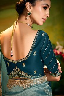 Picture of Attractive Organza Designer Saree for Festivals, Sangeet, and Parties