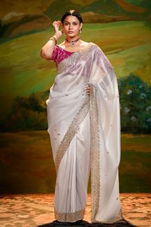 Picture of Artistic Organza Designer Saree for Festivals, Sangeet, and Parties