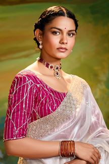Picture of Artistic Organza Designer Saree for Festivals, Sangeet, and Parties