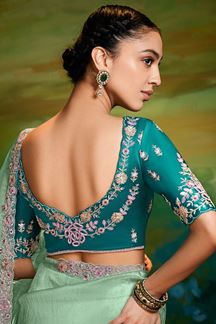 Picture of Magnificent Organza Designer Saree for Engagement, Sangeet, and Parties