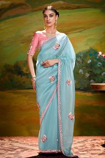 Picture of Impressive Organza Designer Saree for Engagement, Sangeet, and Parties