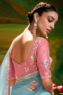 Picture of Impressive Organza Designer Saree for Engagement, Sangeet, and Parties