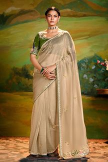 Picture of Divine Organza Designer Saree for Engagement, Sangeet, and Parties