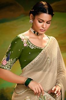 Picture of Divine Organza Designer Saree for Engagement, Sangeet, and Parties