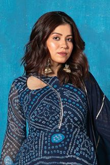 Picture of Charming Navy Blue Georgette Designer Anarkali Suit for Festivals, Sangeet, and Parties